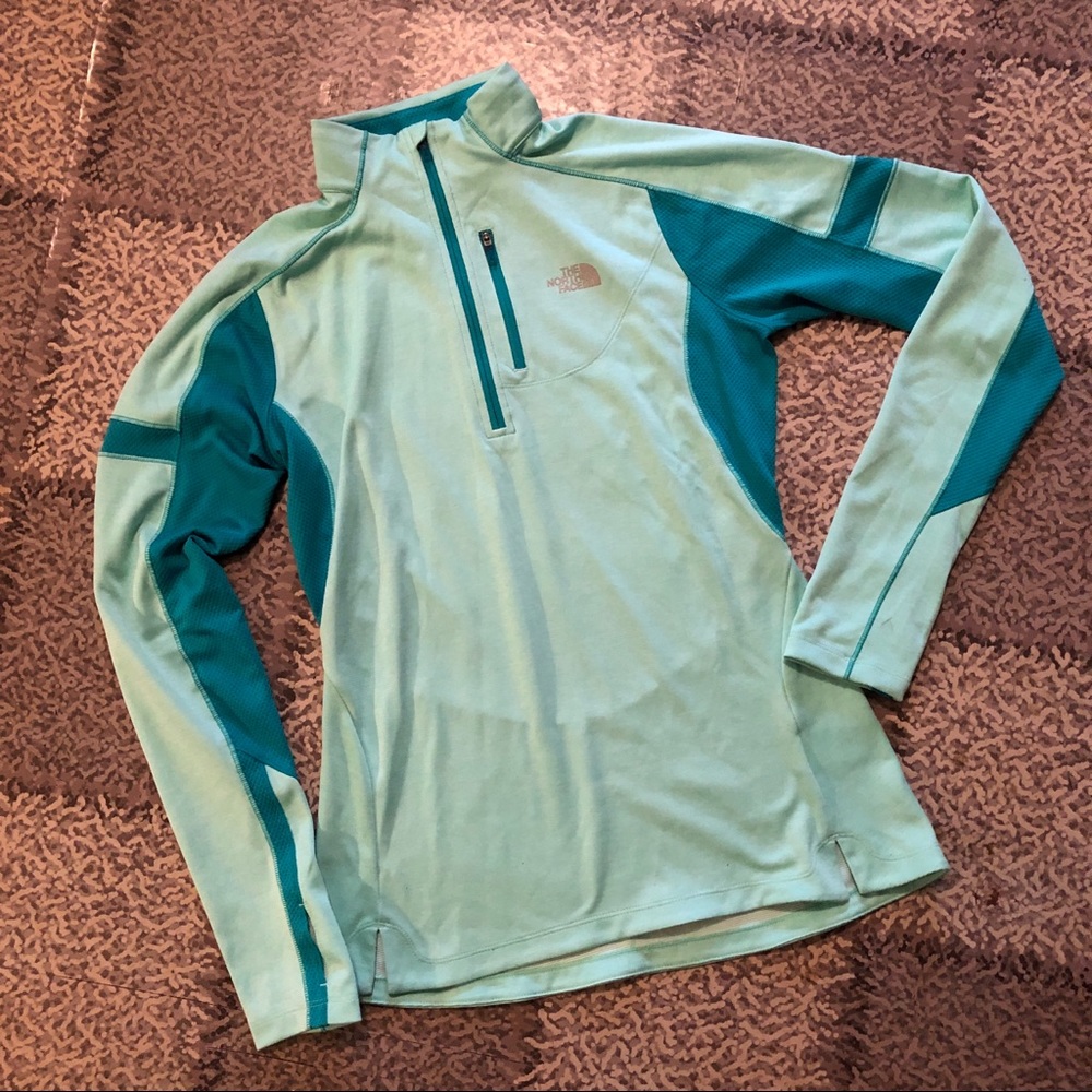 North Face FlashDry Mint & Teal 1/4 Zip